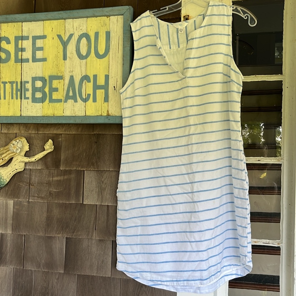 Fully lined time and tru white and blue beach dress large